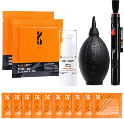 K&F Concept 15 az 1-ben tisztító készlet (tisztító toll + szilikon légfúvó + 2 db mikroszálas törlőkendő + 10 db nedves törlőkendő + 15 ml tisztító folyadék) (SKU.1918)