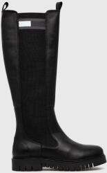 Tommy Jeans csizma TJW HIGH SHAFT BOOT fekete, női, lapos talpú, EN0EN02316 - fekete Női 39
