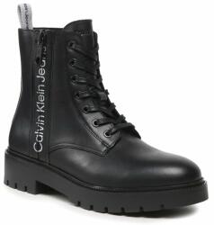Calvin Klein Jeans Csizma Combat Mid Laceup Boot W Zip YM0YM00262 Fekete (Combat Mid Laceup Boot W Zip YM0YM00262)
