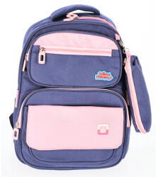 School Friendly Ghiozdan clasa 0 cu penar School Friendly, 4 fermoare, bleumarin cu roz, motiv Funtasy (OMRS2106NE)