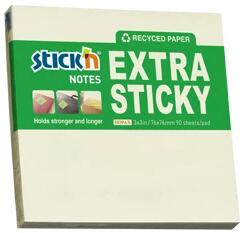 STICK N Öntapadó jegyzettömb STICK`N extra erős 76x76mm újrahasznosított pasztell sárga 90 lap - rovidaruhaz