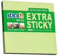 STICK N Öntapadó jegyzettömb STICK`N extra erős 76x76mm újrahasznosított pasztell zöld 90 lap