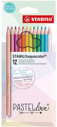 STABILO Színes ceruza STABILO Aquacolor pastellove hatszögletű 12 darabos