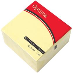 Optima Öntapadós jegyzet OPTIMA 75x75mm sárga 450 lap - rovidaruhaz