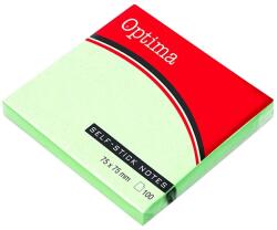 Optima Öntapadós jegyzet OPTIMA 75x75mm pasztell zöld 100 lap