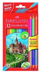 Faber-Castell Színes ceruza FABER-CASTELL hatszögletű 12 db/készlet+ 3 db kétvégű ceruza