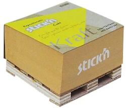 STICK N Öntapadó jegyzettömb STICK`N Kraft cube 76x76mm mini raklapos natúr barna 400 lap - rovidaruhaz