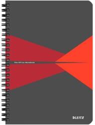 Leitz Spirálfüzet LEITZ Office A/5 karton borítóval 90 lapos vonalas piros - rovidaruhaz