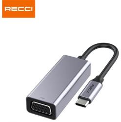 Recci USB 2.0 Type C VGA/D-Sub Átalakító Szürke 10cm RH12 (RH12)