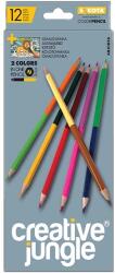 SaKOTA Színes ceruza CREATIVE JUNGLE grey kétvégű háromszögletű 24 szín/készlet - rovidaruhaz