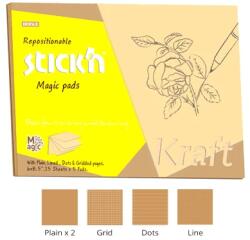 STICK N Öntapadó jegyzettömb STICK`N Kraft notes 150x215mm mintás natúr barna 75 lap
