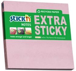 STICK N Öntapadó jegyzettömb STICK`N extra erős 76x76mm újrahasznosított pasztell rózsaszín 90 lap