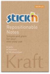 STICK N Öntapadó jegyzettömb STICK`N Kraft notes 76x51mm újrahasznosított natúr barna 100 lap