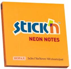 STICK N Öntapadó jegyzettömb STICK`N 76x76mm neon narancs 100 lap