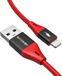 BlitzWolf BW-MF10 Pro USB-A apa - Lightning apa 2.0 Adat és töltő kábel - Piros (1.8m) (BW-MF10 PRO RED)