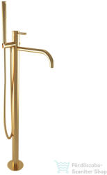 Bugnatese Kline szabadon álló kádtöltő csaptelep alaptesttel és zuhanyszettel, szálcsiszolt arany 5760OS (5760OS)