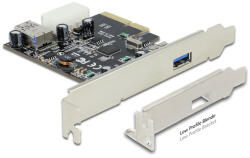 Delock PCI Express x4 kártya > 1 x külső + 1 x belső SuperSpeed USB 10 Gbps (USB 3.1, Gen 2) A típus (89399)