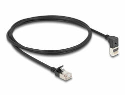 Delock RJ45 hálózati kábel Cat. 6A S/FTP vékony 90 fokban felfelé hajló / egyenes 1 m fekete (80287)