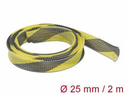 Delock Fonott kábelharisnya nyújtható 2 m x 25 mm fekete-sárga (20747) - dstore