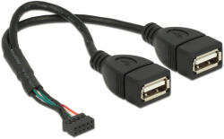 Delock USB 2.0-s csatlakozóhüvellyel ellátott kábel, 2, 00 mm, 10 tus > 2 x USB 2.0 A-típusú csatlako (84933)