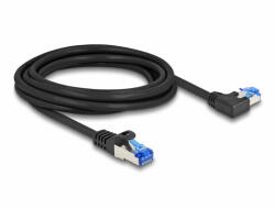 Delock RJ45 hálózati kábel Cat. 6A S/FTP egyenes / balra hajló 3 m fekete (80220)