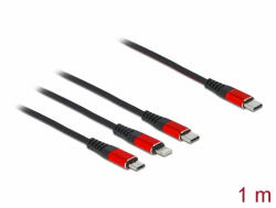 Delock 1 m hosszú, USB töltő kábel 3 az 1 USB Type-C apa Lightning -, Micro USB- és USB Type-C csa (86711)