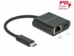 Delock USB Type-C adapter Power Delivery porttal Gigabit LAN 10/100/1000 Mbps fekete (66644) - dstore