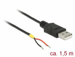 Delock Kábel USB 2.0 A-típusú csatlakozódugóval > 2 db nyitott vezetékkel, 1, 5 m Raspberry Pi (85664)