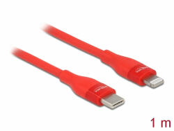 Delock Adat- és töltőkábel USB Type-C - Lightning iPhone , iPad és iPod készülékhez piros 1 m MF (86634)