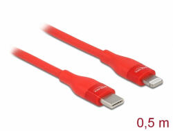 Delock Adat- és töltőkábel USB Type-C - Lightning iPhone , iPad és iPod készülékhez piros 0, 5 m (86633)