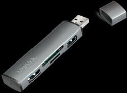 LogiLink USB 3.2 Gen2, 2 portos hub kártyaolvasóval, alumínium házzal (UA0394)