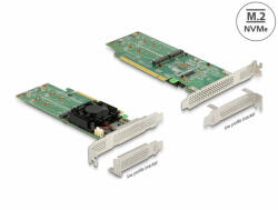 Delock PCI Express x16 Card - 4 x belső NVMe M. 2 M-kulcs - alacsony profilú formatényező (90078) - dstore