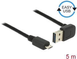 Delock Kábel EASY-USB 2.0-s A típusú csatlakozódugó, ívelt felfelé / lefelé > USB 2.0-s Micro-B-típu (83538)
