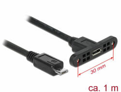 Delock Kábel, USB 2.0-s Micro-B típusú csatlakozóhüvely, panelrögzítés > USB 2.0-s Micro-B típusú cs (85246)