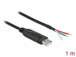 Delock adapterkábel USB 2.0 Type-A és soros RS-232 közötti 3 nyitott vezetékkel 1 m (62930)