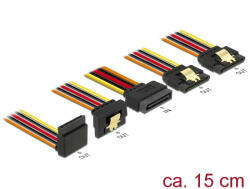 Delock 15 pin-es SATA kábel bemeneti zár funkcióval > 15 pin-es SATA tápcsatlakozó kimeneti 2 x egye (60147) - dstore