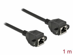 Delock Hálózat bővítő kábel S/FTP RJ45 anya - RJ45 anya Cat. 6A, 1 m hosszú, fekete (87009) - dstore