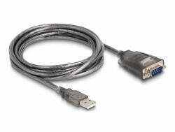Delock Adapter A-típusú USB 2.0 - 1 x soros RS-232 D-Sub 9 tűs apa anyacsavarokkal, 3 db. LED-del 3 m (61548)