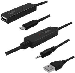 LogiLink USB 2.0 aktív átjátszó kábel, USB-C M és USB AF között, 40m (UA0328)