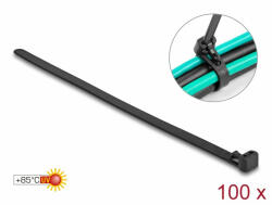  Delock Kábelösszekötő újrahasznosítható hőálló hossza 150 mm, szélessége 7, 5 mm, 100 db. Fekete (19064) - dstore