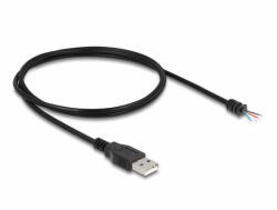Delock A-típusú USB 2.0 kábel apa - 4 db. nyitott vezeték 1 m fekete (64184)