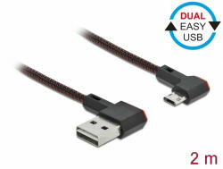 Delock EASY-USB 2.0 kábel A-típusú csatlakozódugó - EASY-USB Micro-B típusú csatlakozódugó, ívelt ba (85273)