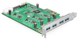 Delock PCI Express Card x4 > 4 x külső USB 3.0-A (négy csatornás) (89325) - dstore