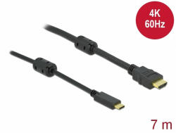 Delock Aktív USB Type-C - HDMI kábel (DP Alt Mode) 4K 60 Hz 7 méter hosszú (85973) - dstore