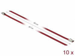 Delock Rozsdamentes Acél Kábelkötegek Hossza 500 x Szélesség 4, 6 mm piros 10 db (18780)
