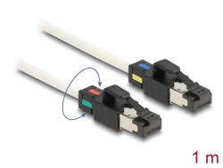 Delock Hálózati kábel RJ45 apa - apa Cat. 6A S/FTP változtatható színű csatlakozókkal 1 m fehér (80169) - dstore