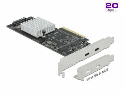 Delock PCI Express x8 Kártya - 2 x külső SuperSpeed USB 20 Gbps (USB 3.2 Gen 2x2) USB Type-C hüvely (89009) - dstore