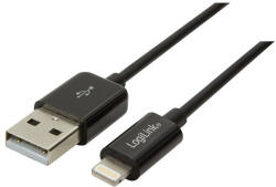LogiLink USB Lightning csatlakozókábel, fekete színű, 0, 18m (UA0240) - dstore