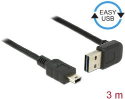Delock Kábel EASY-USB 2.0-s A típusú csatlakozódugó, ívelt felfelé / lefelé > USB 2.0-s Mini-B-típus (83545)