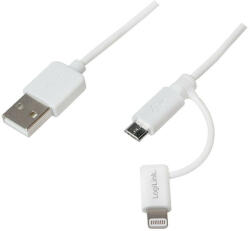 LogiLink USB 2.0 kábel, USB-A/M - Micro-USB + Lightning/M, fehér, 1 m (CU0118)